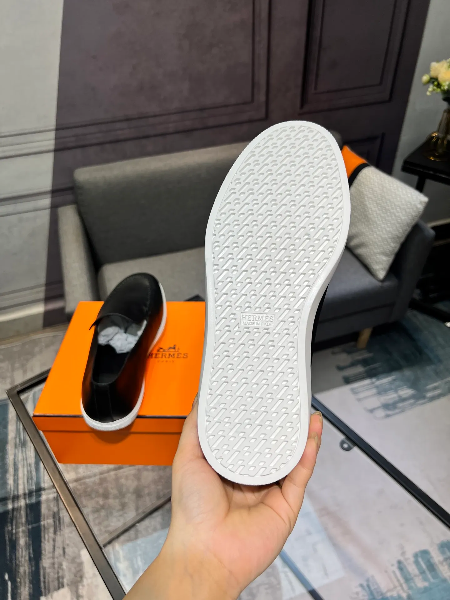 Men's shoes 💰700 [HERMES] Hermès - High-end quality original order 🔍🔍 - Upper: 🔝 cowhide suede splicing design - Inner lining: imported mixed sheepskin - Outsole: TPR foam · Rubber: two-color combined molding outsole - Super high quality control · Fine workmanship: highlighted (high-end, luxury, grade) -Size: 38-44 (45, 46, can be customized)